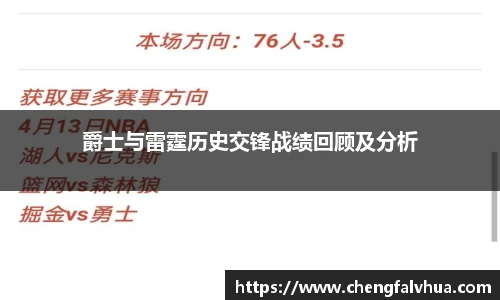 爵士与雷霆历史交锋战绩回顾及分析